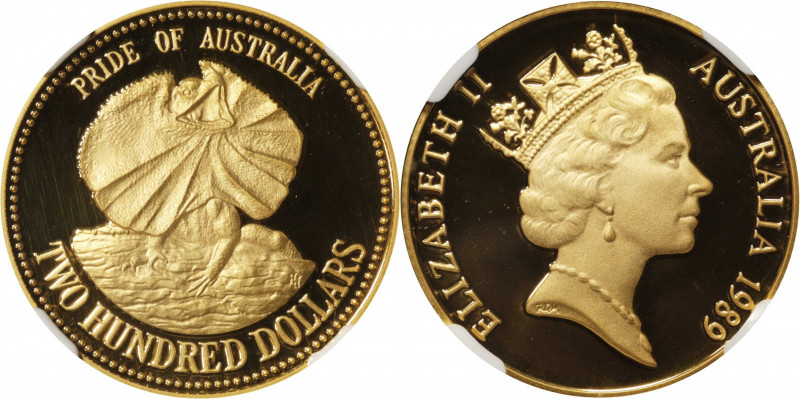AUSTRALIA. 200 Dollars, 1989. Elizabeth II. NGC PROOF-70 Ultra Cameo.

Fr-49. ...