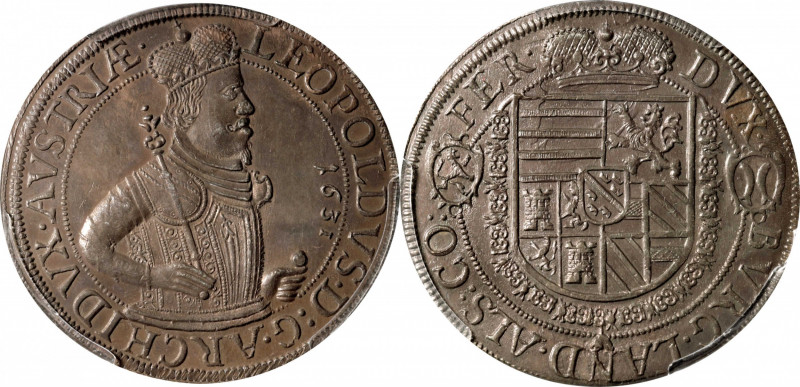 AUSTRIA. Taler, 1631. Ensisheim Mint. Leopold V. PCGS MS-62.

Dav-3355; KM-272...