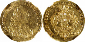 AUSTRIA. Ducat, 1786-F. Hall Mint. Joseph II. NGC MS-62.

Fr-435; KM-1874. Fully lustrous, this handsome example is washed in a wonderful coating of...
