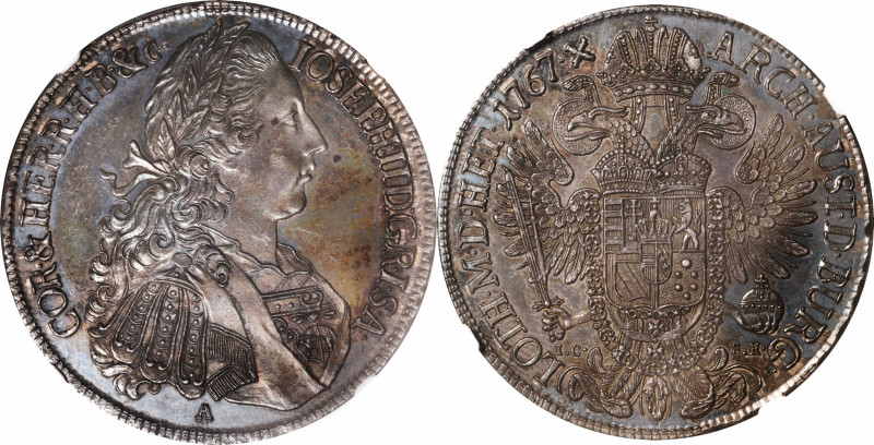 AUSTRIA. Taler, 1767-A IC SK. Vienna Mint. Joseph II. NGC MS-63.

Dav-1161; KM...