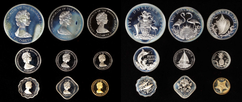 BAHAMAS. Proof Set (9 Pieces), 1972. Franklin Mint. Average Grade: CHOICE PROOF....
