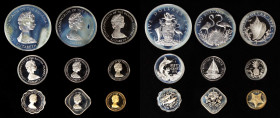 BAHAMAS. Proof Set (9 Pieces), 1972. Franklin Mint. Average Grade: CHOICE PROOF.

KM-PS6. This elegant set contains all issues from 5 Dollars down t...