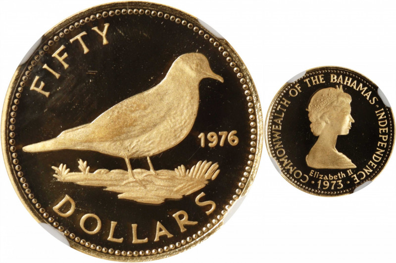 BAHAMAS. 50 Dollars, 1976. Elizabeth II. NGC PROOF-70 Ultra Cameo.

Fr-21; KM-...