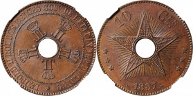 BELGIAN CONGO. 10 Centimes, 1887. Leopold II. NGC MS-63 Brown.

KM-4. A well struck and pleasing large copper issue, with even, dark brown patina.
...