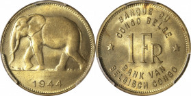 BELGIAN CONGO. Franc, 1944. Pretoria Mint. Leopold III. PCGS MS-66.

KM-26. The finest graded example by PCGS, this piece displays a brassy and attr...