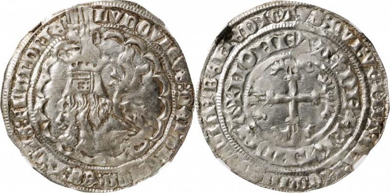 BELGIUM. Flanders. 2 Groschen, ND (1346-84). Louis II de Male. NGC AU-53.

De ...