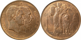BELGIUM. Copper 5 Francs Pattern, 1880. Leopold II. NGC MS-65.

KMX-8a. A medallic Pattern, struck for the 50th Anniversary of Independence. A pleas...