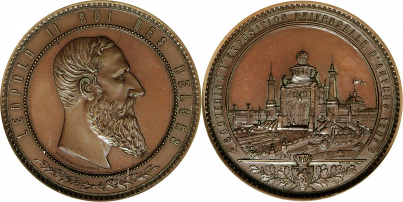 BELGIUM. Leopold II/Antwerp International Exposition Bronze Medal, 1885. NGC MS-...