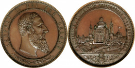 BELGIUM. Leopold II/Antwerp International Exposition Bronze Medal, 1885. NGC MS-63 Brown.

By Klein. Diameter: 50.4mm. Obverse: Bare head right; Rev...