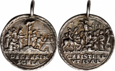 BOHEMIA. Joachimsthal. Crucifixion/Nehushtan Cast Silver Medal with Loop, ND (ca. 1545-75). Grade: EXTREMELY FINE.

Katz-441a. Diameter: 25.5 mm. We...