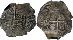 BOLIVIA. Cob 2 Reales, 1685-P VR. Potosi Mint. Charles II. NGC EF-40.

KM-24; Cal-Type 74 # 418. A pleasing, dark toned Cob with original surfaces, ...