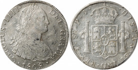 BOLIVIA. 8 Reales, 1808-PTS PJ. Potosi Mint. Charles IV. PCGS AU-55.

KM-73; Cal-Type 114 # 1014. "CAROLUS IIII" Variety. A well struck portrait Cro...