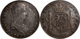 BOLIVIA. 8 Reales, 1824-PTS PJ. Potosi Mint. Ferdinand VII. PCGS AU-50.

KM-84; Cal-Type 331 # 1391. This attractive crown-sized issue yields good a...