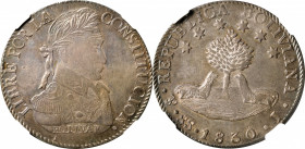 BOLIVIA. 8 Soles, 1830-PTS J. Potosi Mint. NGC AU-55.

KM-97. Bathed in iridescent sapphire and magenta gray, this appealing Crown has ample luster ...