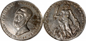 BOLIVIA. Ayacucho. Silver 4 Soles Proclamation Medal, 1850. PCGS Genuine--Cleaned, AU Details.

Fonrobert-9552; Burnett-31a. Obverse: Bare bust of B...