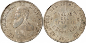 BOLIVIA. Melgarejo, 1865-FP. NGC EF-40.

KM-146. A wholesome and evenly worn coin, with spotty gray toning and no major circulation marks.

Estima...