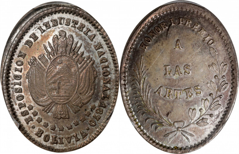 BOLIVIA. Silver Prize for the Arts Medal, 1870. PCGS MS-63.

Fonrobert-Unliste...