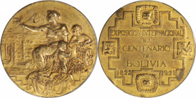 BOLIVIA. International Exposition for the Centennial of Bolivian Independence Brass Medal, 1925. PCGS MATTE SPECIMEN-62.

Diameter: 58mm. By Horta. ...
