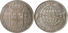 BRAZIL. 960 Reis, 1813-R. Rio de Janeiro Mint. Joao as Prince Regent. PCGS AU-58.

KM-307.3;&nbsp;LDMB-423. A distinctly bold strike presents the ey...