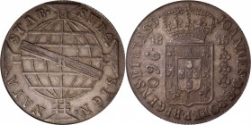 BRAZIL. 960 Reis, 1815-R. Rio de Janeiro Mint. Joao as Prince Regent. PCGS AU-55.

KM-307.3; LDMB-P425. A sharply struck coin, struck over an uniden...
