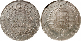 BRAZIL. 960 Reis, 1818-R. Rio de Janeiro Mint. Joao VI. NGC EF Details--Cleaned.

KM-326.1; LDMB-P476. Wreath on obverse variety, struck over a 1817...