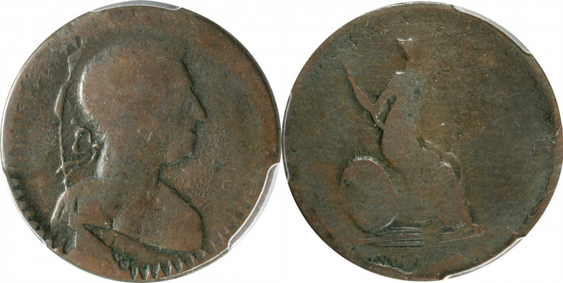 CANADA. Lower Canada. Copper Blacksmith 1/2 Penny Token, ND (ca. 1835). PCGS FIN...