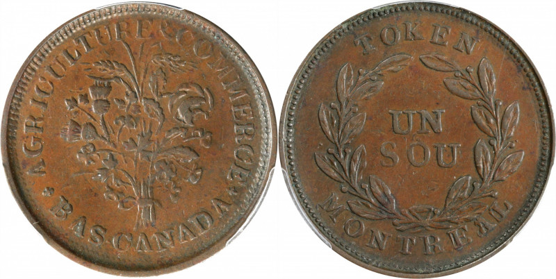 CANADA. Lower Canada. Sou Token, ND (1838). PCGS AU-53.

BR-692; LC-32B. Obver...