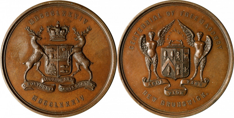 CANADA. New Brunswick. Centennial of Freemasonry Bronze Medal, 1884. UNCIRCULATE...