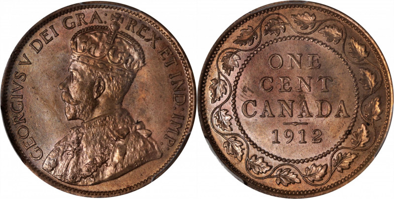 CANADA. Cent, 1912. Ottawa Mint. George V. PCGS MS-64 Red Brown.

KM-21. This ...