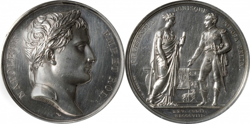 FRANCE. Napoleon's Visit to Toulouse Silver Medal, 1808. Napoleon I. PCGS Genuin...