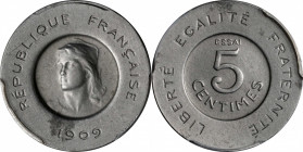 FRANCE. Aluminum 5 Centimes Essai (Pattern), 1909. PCGS SPECIMEN-63.

GEM-15.8; Maz-2286. This&nbsp; SCARCELY encountered aluminum pattern offers a ...