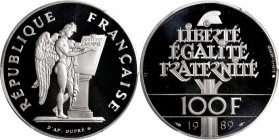 FRANCE. Platinum 100 Francs, 1989. PCGS PROOF-70 Deep Cameo.

Fr-611a; KM-970c; Gad-904. APW: 0.6424 oz. Struck in Platinum, to celebrate human righ...