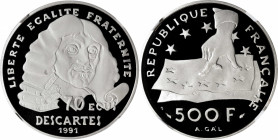 FRANCE. Platinum 500 Francs, 1991. Paris Mint. NGC PROOF-69 Ultra Cameo.

Fr-623a; KM-1003a. This impressive proof offers a near flawless nature wit...