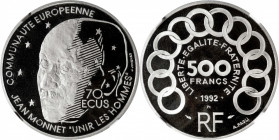 FRANCE. Platinum 500 Francs, 1992. Paris Mint. NGC PROOF-68 Ultra Cameo.

Fr-624a; KM-1013a. This attractive commemorative honoring one of the found...