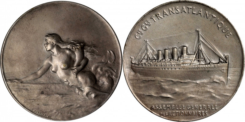 FRANCE. Silvered Bronze Shipping Medal, ND (ca. 1910). Grade: EXTREMELY FINE.
...