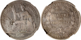 FRENCH INDO-CHINA. Piastre, 1896-A. Paris Mint. NGC VF Details--Chopmarked, Cleaned.

KM-5a.1; Gad-35; Lec-278. A decent circulated example of the t...