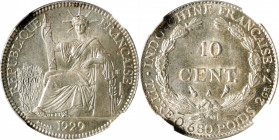 FRENCH INDO-CHINA. 10 Centimes, 1929-A. Paris Mint. NGC MS-65.

KM-16.1; Lec-169. This minor glows with radiant luster and very light toning and whe...