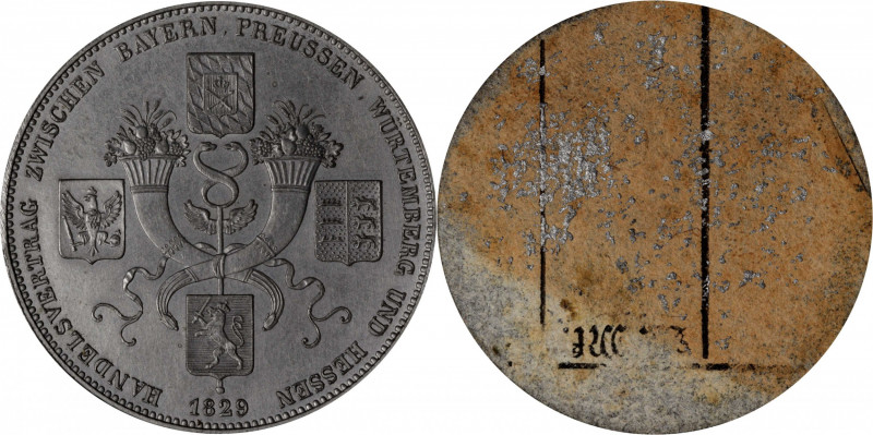 GERMANY. Bavaria. Uniface Cliche White Metal Taler, 1829. Ludwig I. UNCIRCULATED...