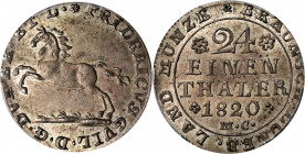 GERMANY. Brunswick-Wolfenbuttel. 1/24 Taler, 1820-MC. Karl II. PCGS MS-62.

KM-1089. An attractive and interesting example of this one-year type, wi...