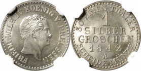 GERMANY. Prussia. Silber Groschen, 1842-A. Berlin Mint. Frederick William IV. NGC MS-66.

KM-435; J-66. Gemmy in nature, this attractive example dis...