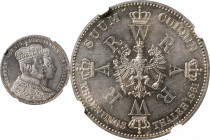 GERMANY. Prussia. Taler, 1861-A. Berlin Mint. Wilhelm I. NGC MS-63.

KM-488. Commemorating the coronation of Wilhelm and Augusta. Displaying a razor...
