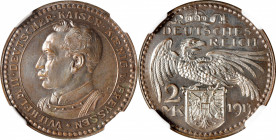 GERMANY. Prussia. Silvered Bronze 2 Mark Goetz Pattern, 1913. NGC PROOF-65.

KMX-2c; Schaaf-111/G3; Kienast-76. This piece was part of Karl Goetz's ...
