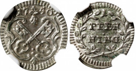 GERMANY. Regensburg. Pfennig, 1750. NGC MS-64.

KM-349. Displaying an alluring amount of luster, this small fractional displays a wonderful amount o...