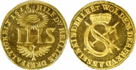 GERMANY. Saxony. Ducat Restrike, 1616-IHS (ca. 18th Century). Johann George I. PCGS MS-63.

Fr-2642; KMX-5. This charming Ducat, an 18th Century res...
