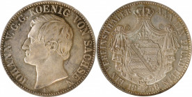 GERMANY. Saxony. Taler, 1858-F. Dresden Mint. Johann I. NGC MS-64.

Dav-890; KM-1192. This pretty near-Gem offers up some attractive and dark mottle...