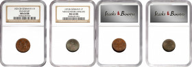 GERMANY. Duo of German Issues (2 Pieces), 1821 & 1872. Both NGC Certified.

1) Frankfurt. Heller, 1821-GB. MS-64 Red-Brown. KM-301. 2) Mecklenburg-S...