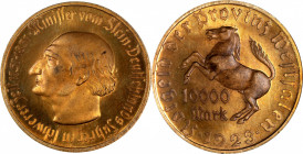GERMANY. Weimar Republic. Weimar Republic. "Province of Westphalia". Gilt Bronze 10000 Mark, 1923. NGC MS-65.

Lamb-579.7. This handsome Gem exhibit...