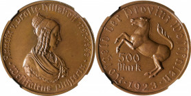 GERMANY. Weimar Republic. "Province of Westphalia". Bronze 500 Mark Notgeld, 1923. NGC MS-65 Brown.

Lamb-579.18. This handsome example displays a n...