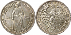 GERMANY. Weimar Republic. 3 Mark, 1928-A. Berlin Mint. NGC MS-64.

KM-57; J-333. Commemorating the 900th Anniversary of the founding of Naumburg. A ...