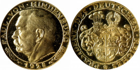 GERMANY. Weimar Republic. Hindenburg Gold Medallic 10 Mark, 1928. Bernhart Issue. NGC PROOF-64.

KMX-M3. This supremely handsome fantasy issue is ve...